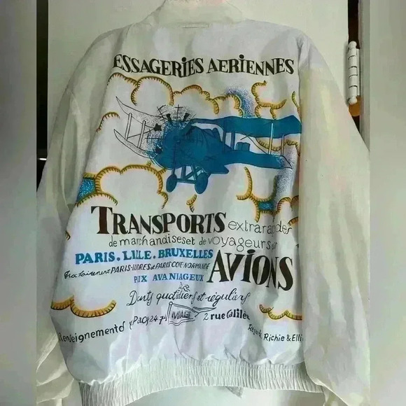 VTG. Mirage. Airplane. Reversible Bomber jacket. Rugby shoulders. Sz: XL